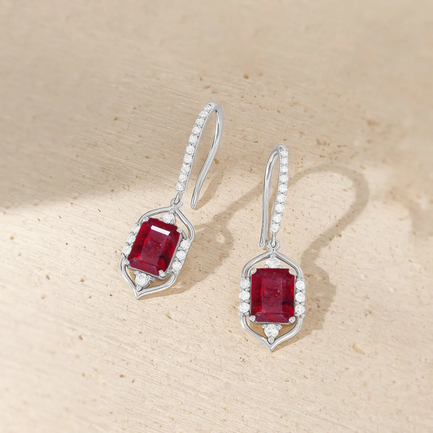 Ruby Drop Silver Earrings - Elegant Style and Shine - Image 4