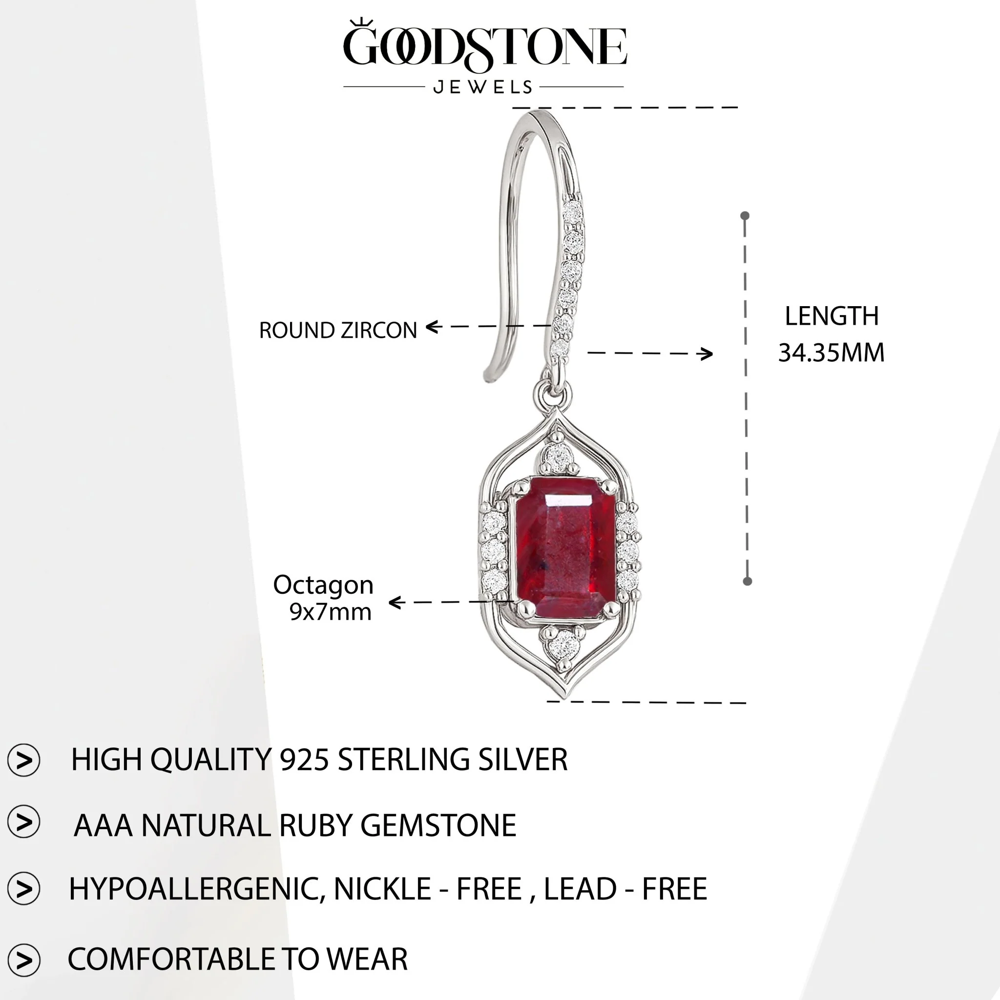 Ruby Drop Silver Earrings - Elegant Style and Shine - Image 7