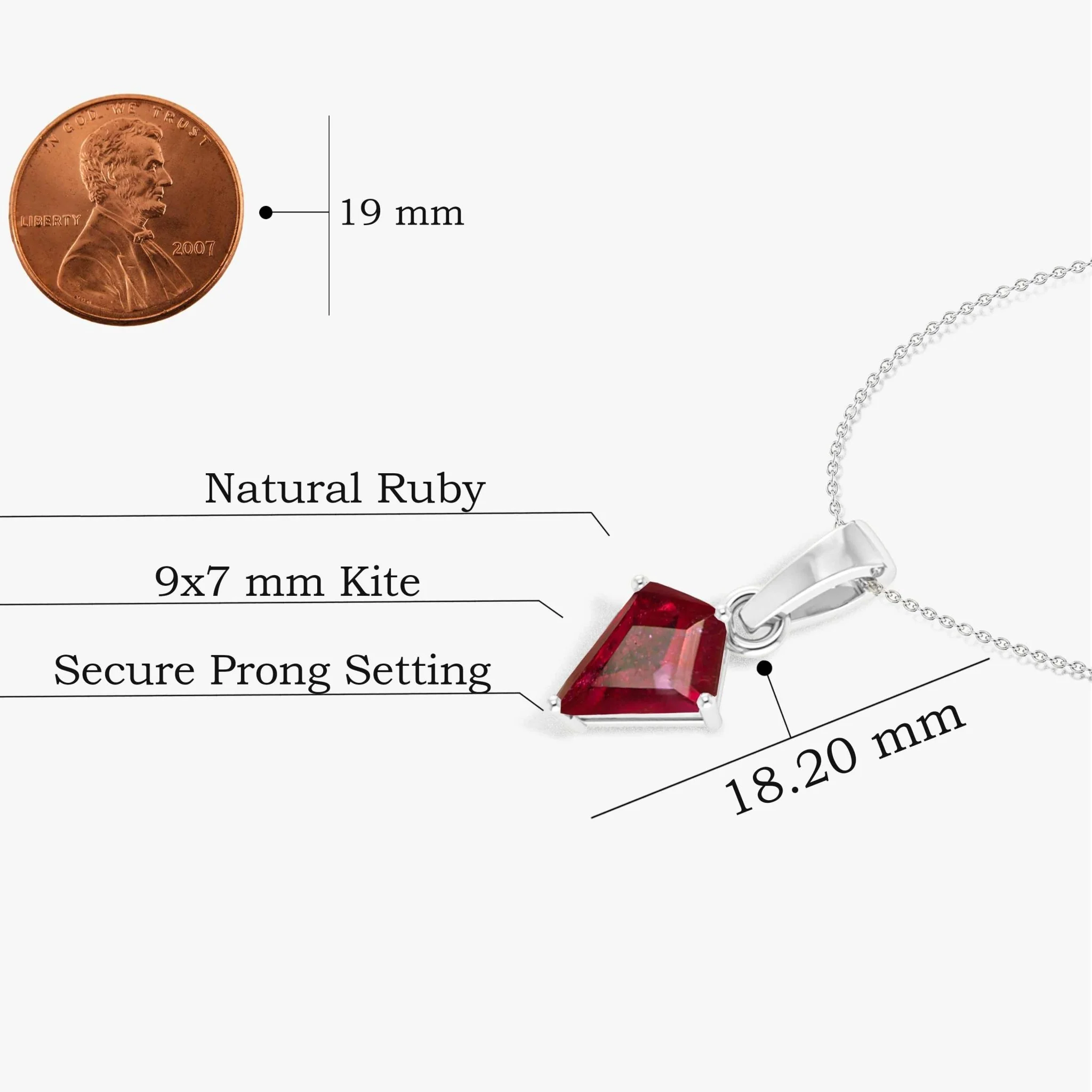 Ruby Kite Gemstone Pendant Necklace - Image 3