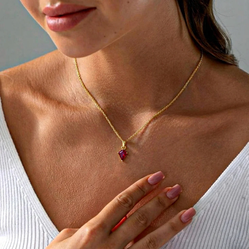 Ruby Kite Solitaire Pendant Necklace in 925 Sterling Silver 1.4ct - Image 10