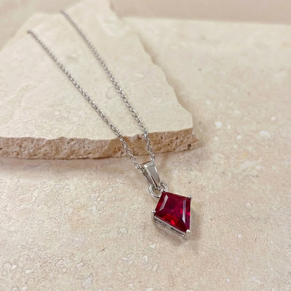 Ruby Kite Solitaire Pendant Necklace in 925 Sterling Silver 1.4ct - Image 2