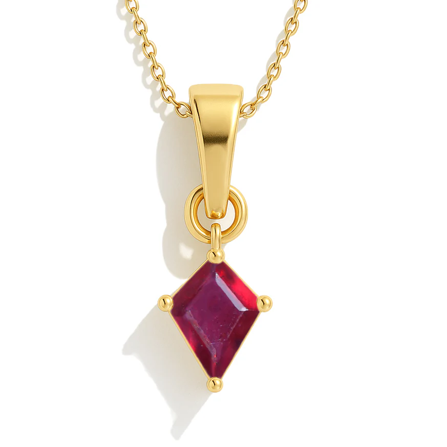 Ruby Kite Solitaire Pendant Necklace in 925 Sterling Silver 7x9mm Stone 1.40ct - Image 5