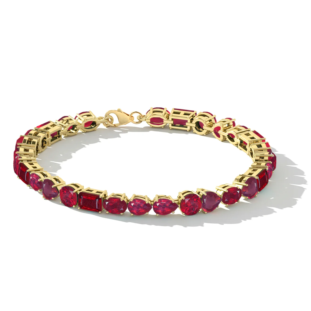 Ruby Multi Shape Tennis Bracelet in 925 Sterling Silver 15.65 CT - Image 3