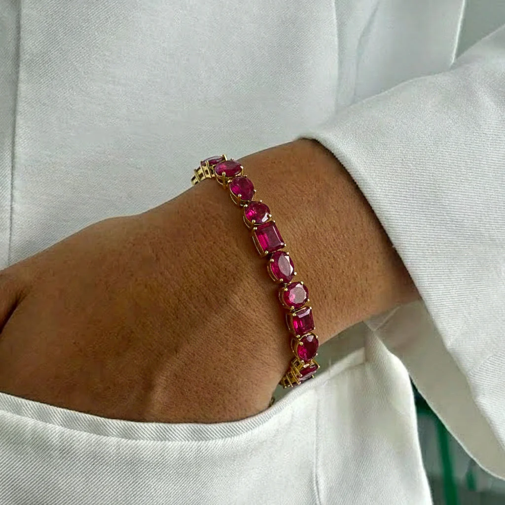 Ruby Multi Shape Tennis Bracelet in 925 Sterling Silver 15.65 CT - Image 8