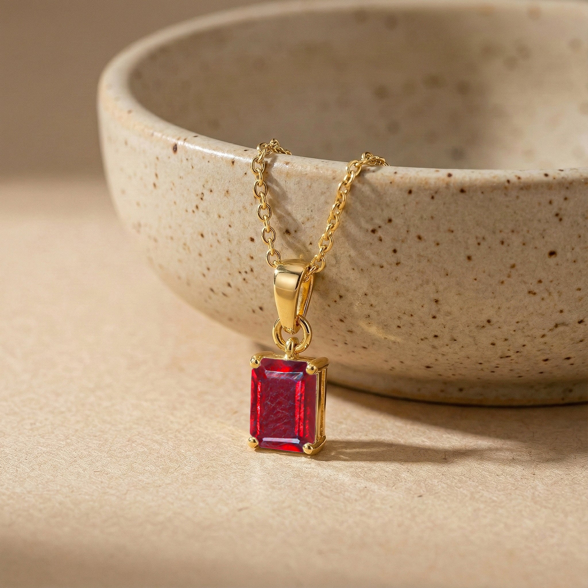 Ruby Octagon Solitaire Pendant Necklace in 925 Sterling Silver 9x7 MM 1.4ct - Image 11