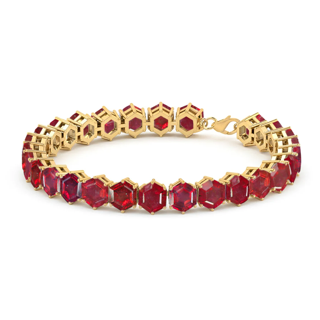 Ruby Octagon Tennis Bracelet in 925 Sterling Silver 5 MM 23.40 ct - Image 7