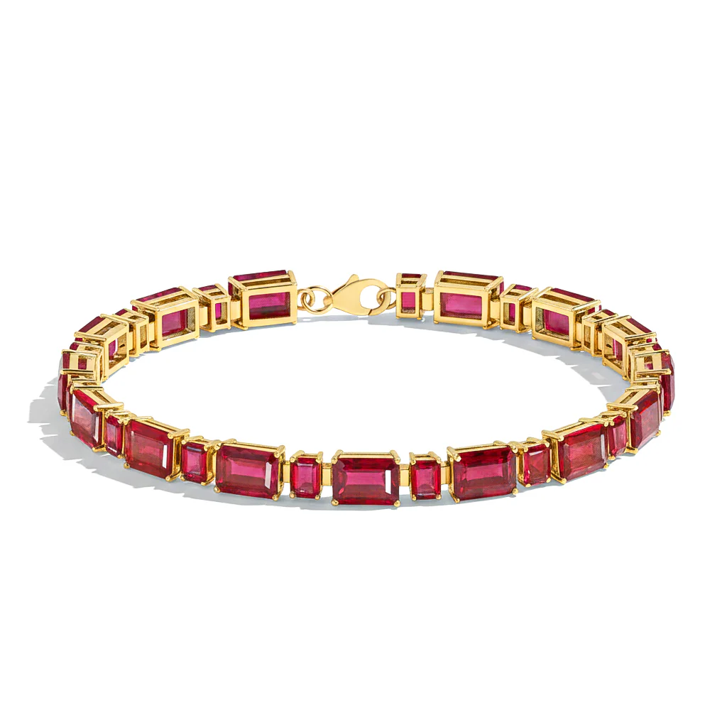 Ruby Octagon Tennis Bracelet in 925 Sterling Silver 7X5 MM 24.15ct - Image 5