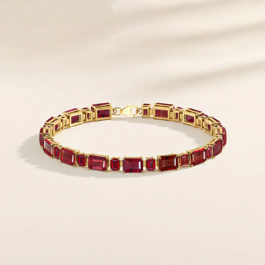 Ruby Octagon Tennis Bracelet in 925 Sterling Silver 7X5 MM 24.15ct - Image 6