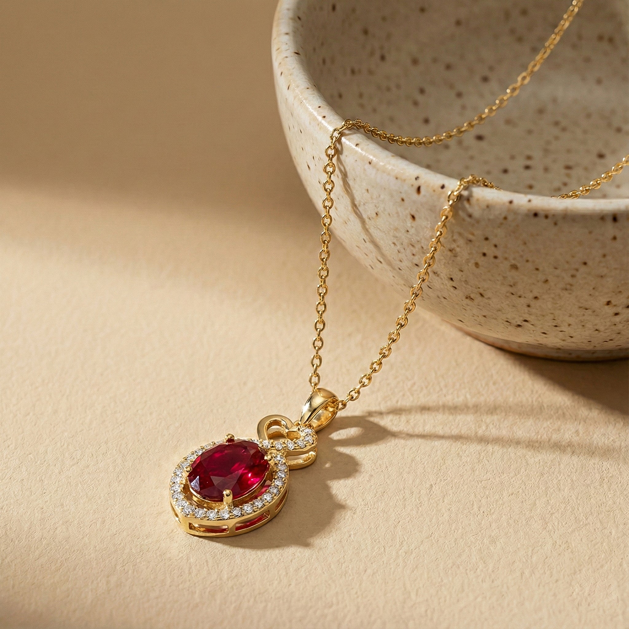 Ruby Oval Infinity Twist Heart Pendant Necklace in 925 Sterling Silver 1.2ct - Image 11
