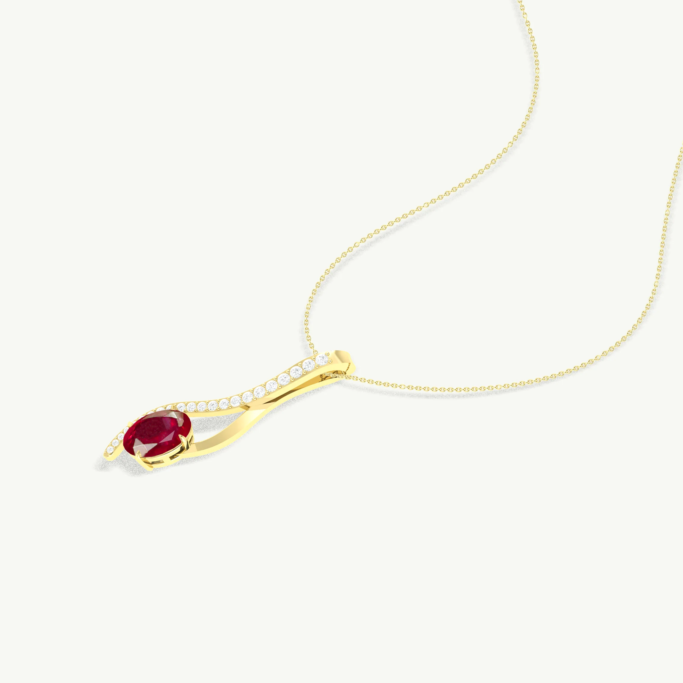 Ruby Oval Swirl Pendant Necklace in 925 Sterling Silver 1.4ct - Image 3
