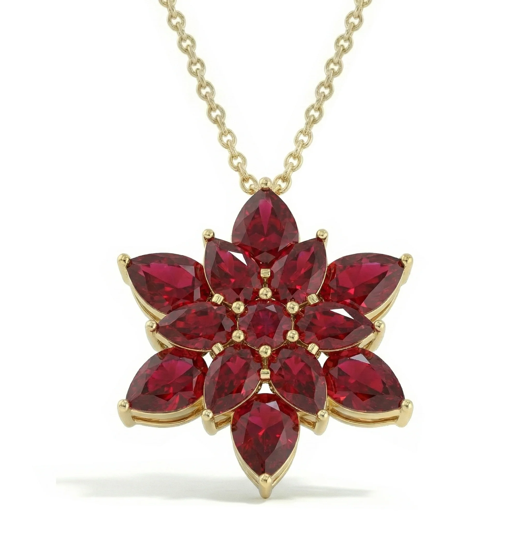 Ruby Pear Floral Pendant Necklace in 925 Sterling Silver 5.70ct - Image 8