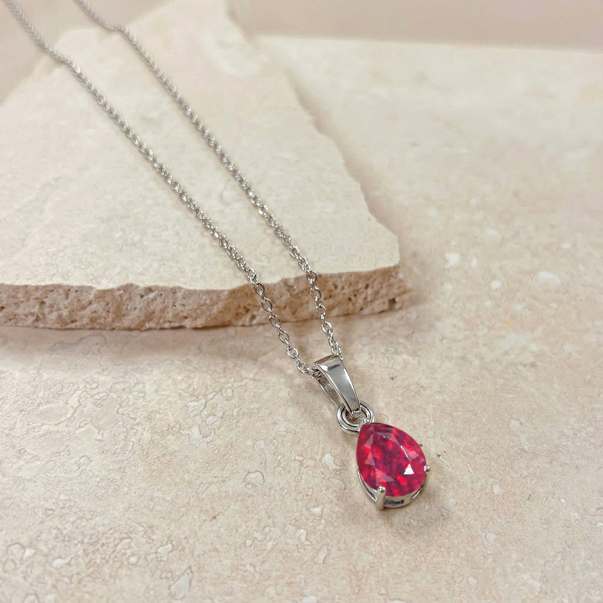 Ruby Pear Solitaire Teardrop Pendant Necklace in 925 Sterling Silver 9x7 MM 1.4ct - Image 3