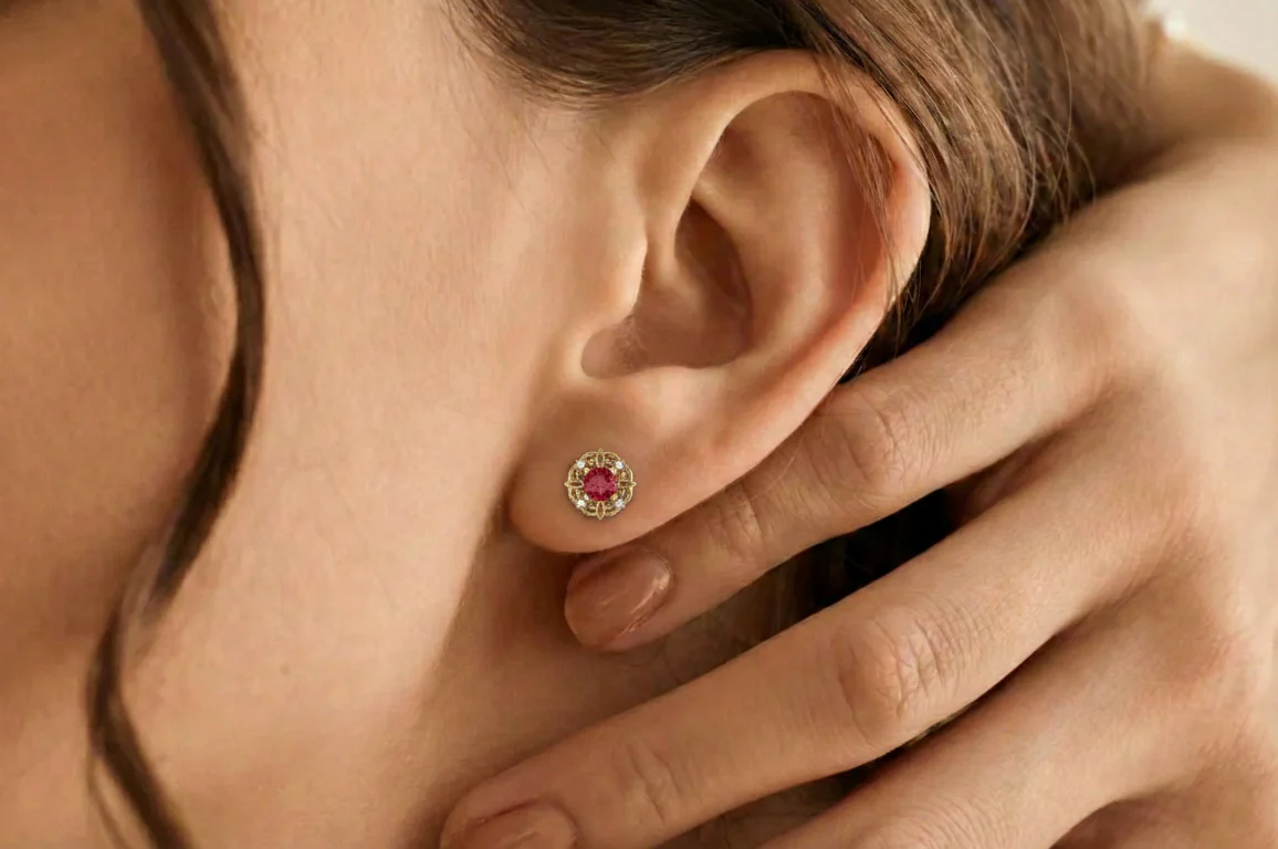 Ruby Round Halo Stud Earrings in 925 Sterling Silver 5MM 1.30ct - Image 12