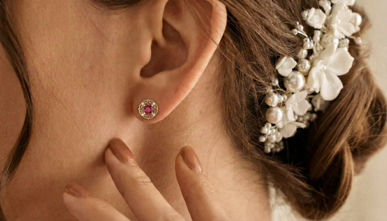 Ruby Round Halo Stud Earrings in 925 Sterling Silver 5MM 1.30ct - Image 13