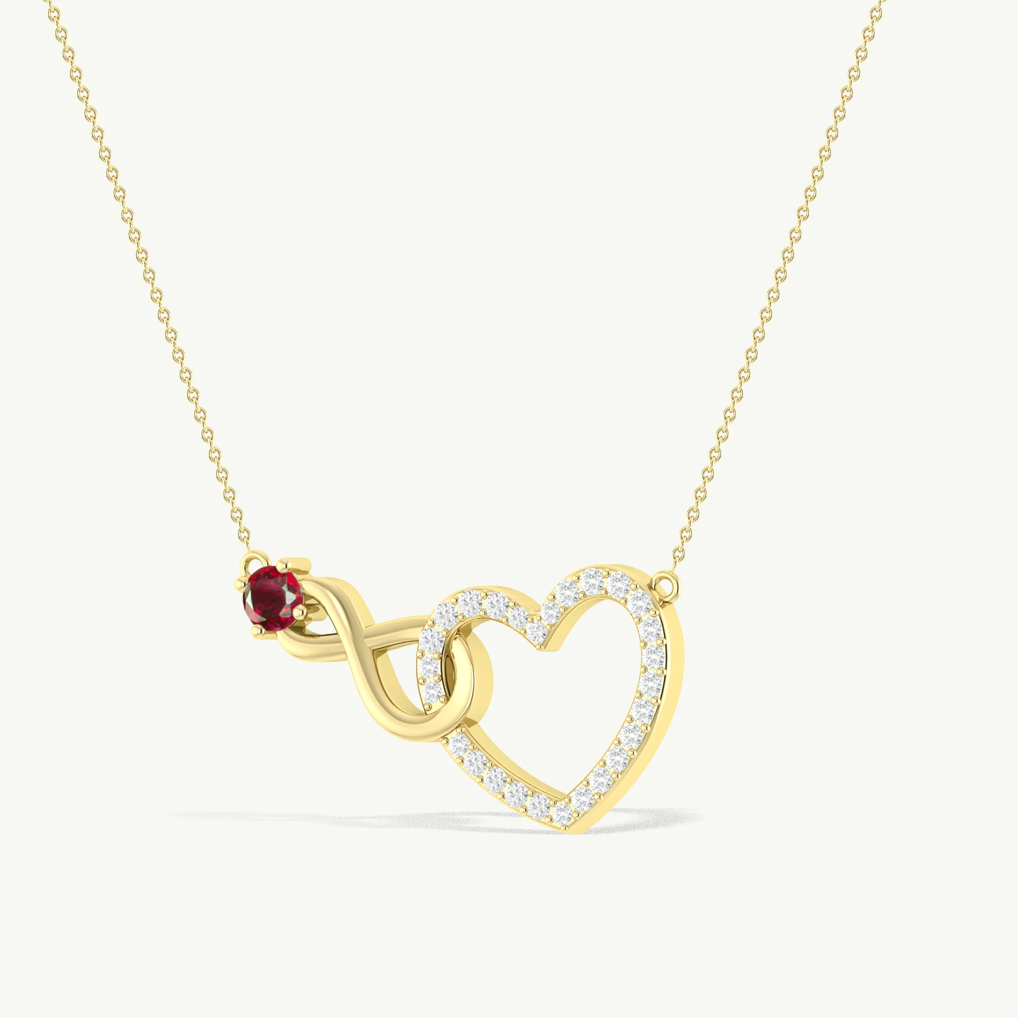Ruby Round Infinity Heart Pendant Necklace in 925 Sterling Silver - Image 2