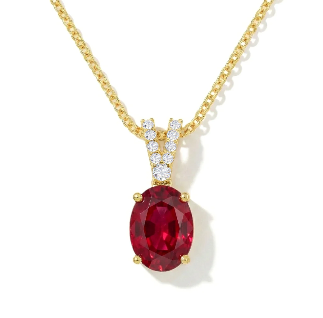 Ruby Solitaire Pendant Necklace in 925 Sterling Silver 1.2ct - Image 8