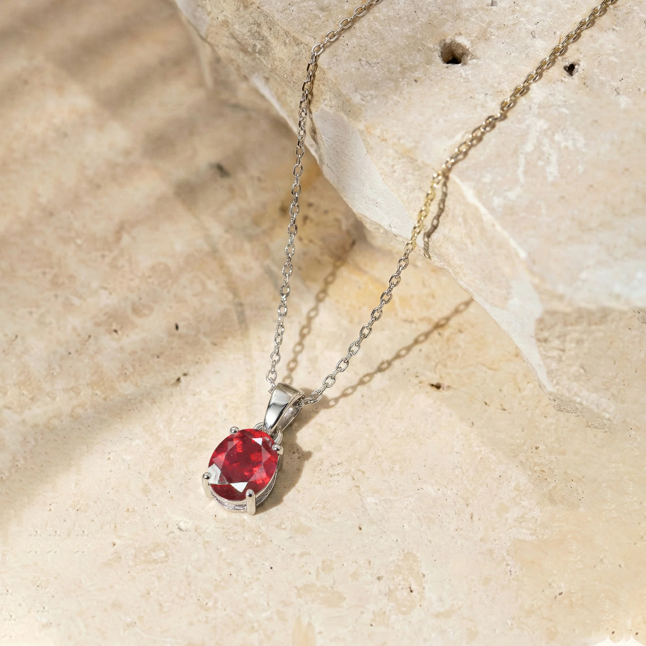 Ruby Solitaire Pendant Necklace in 925 Sterling Silver 9x7 MM 1.4ct - Image 13