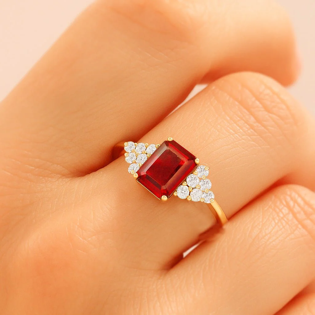 Ruby Solitaire Ring in Sterling Silver with Gold - Image 2