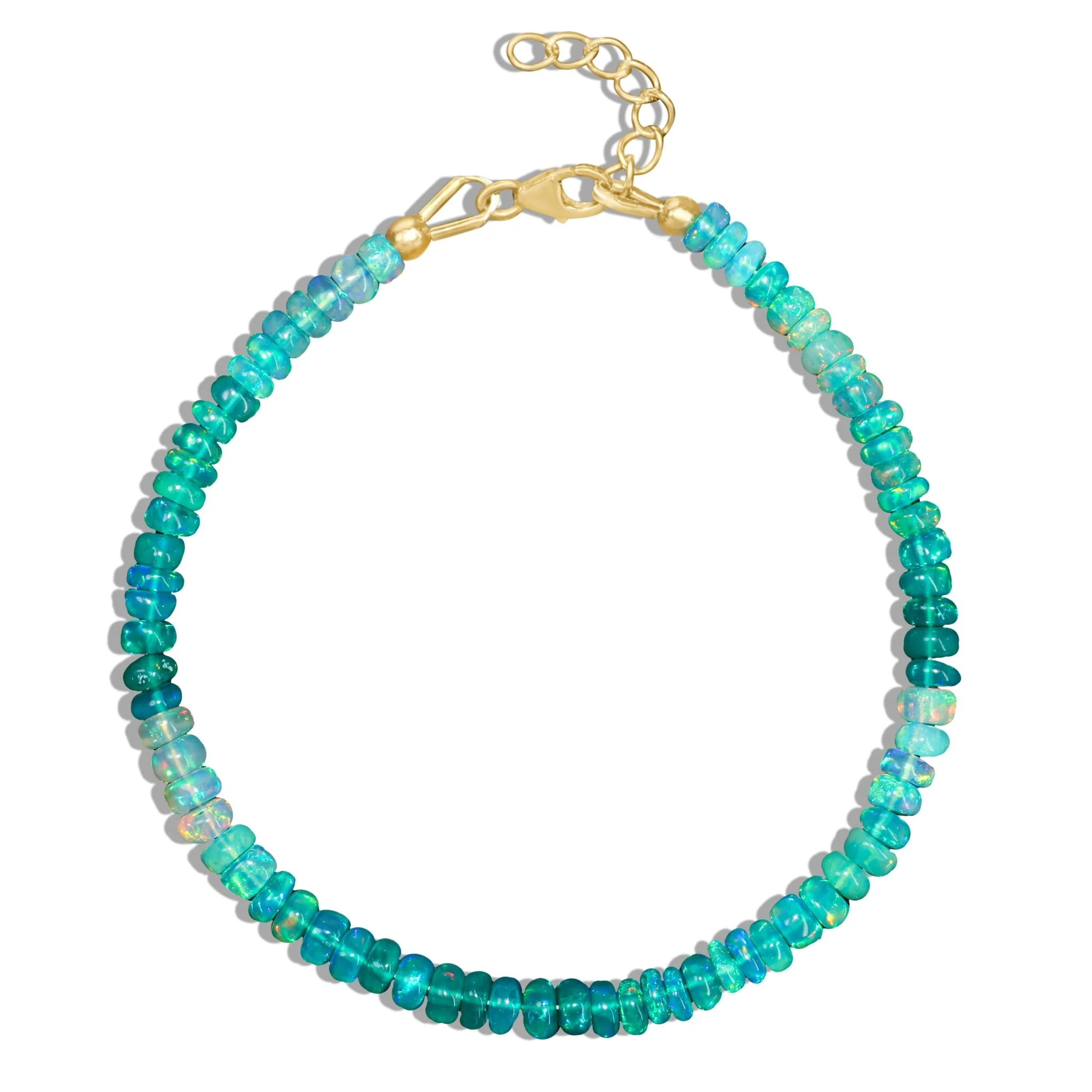 Shaded Plain Beaded Bracelet 4-5MM Natural Green Opal