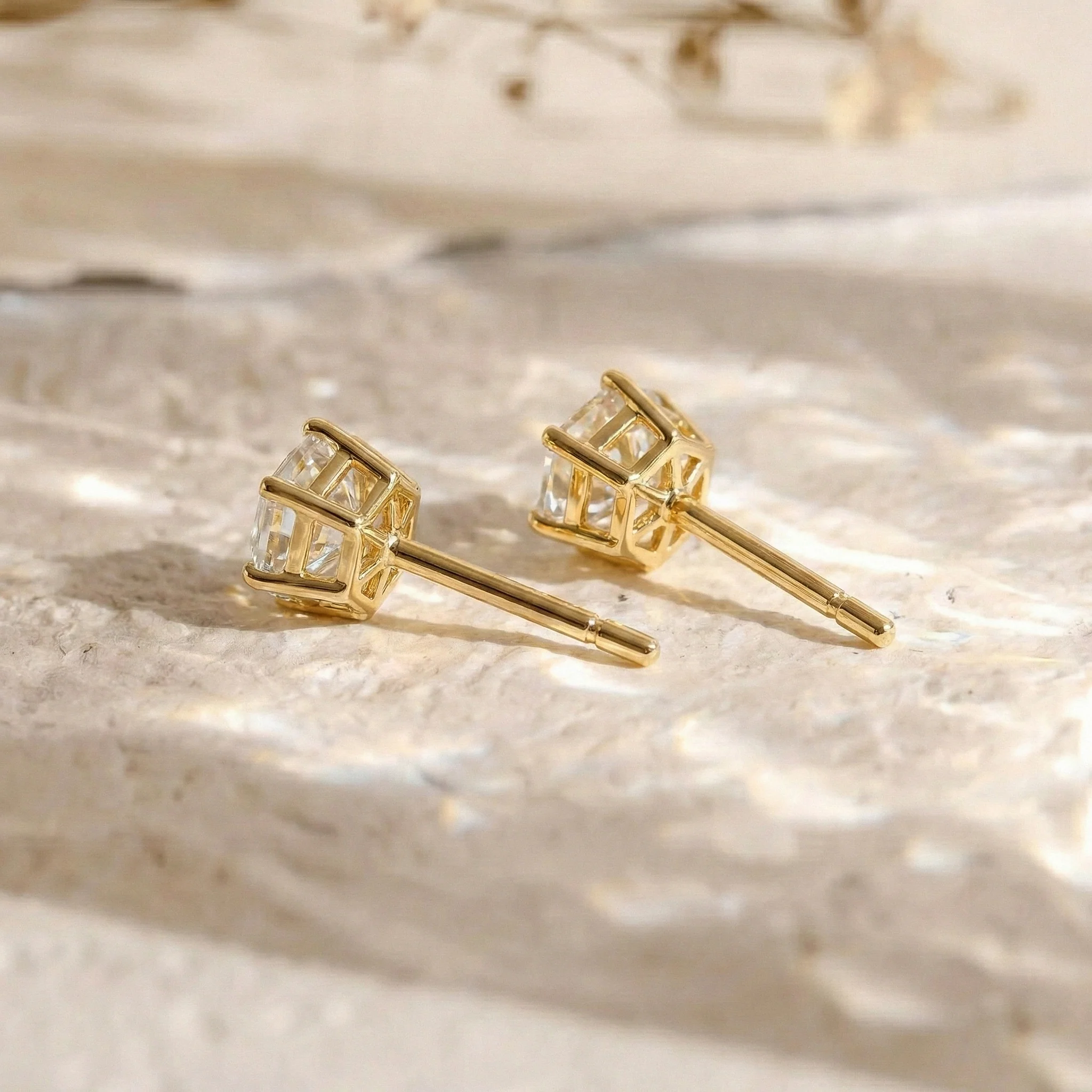 Simulated diamond CZ Hexagon Stud Earring in 925 Sterling Silver 6 MM 2ct - Image 11