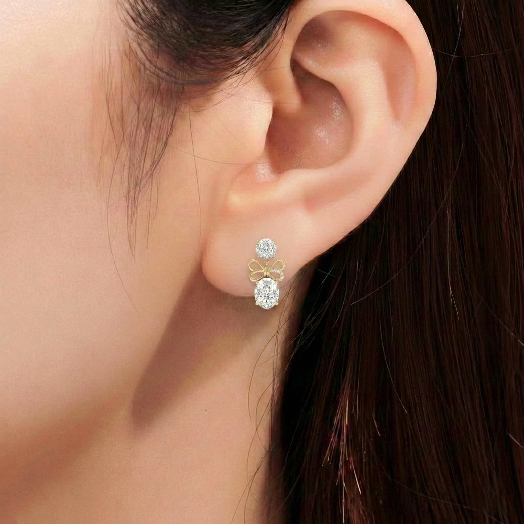 Simulated Diamond CZ Round and Oval Stud Earring in 925 Sterling Silver 6 MM 5-ct. - Image 15