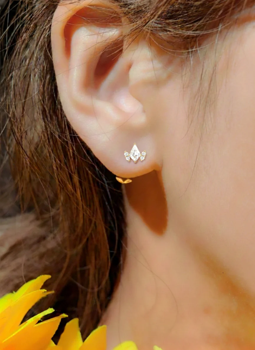 Simulated Diamond Kite Stud Earrings in 925 Sterling Silver 6x4 MM 1ct - Image 14