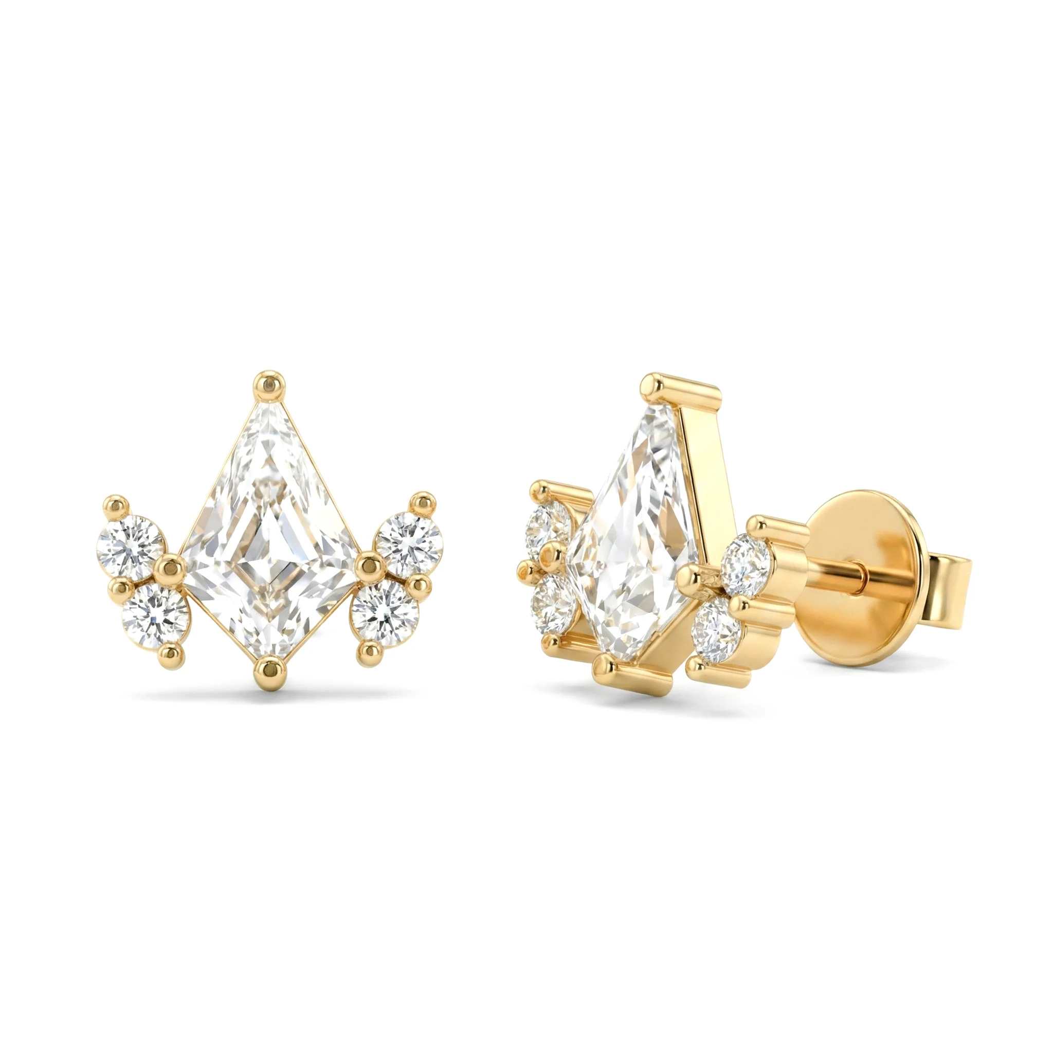 Simulated Diamond Kite Stud Earrings in 925 Sterling Silver 6x4 MM 1ct - Image 8