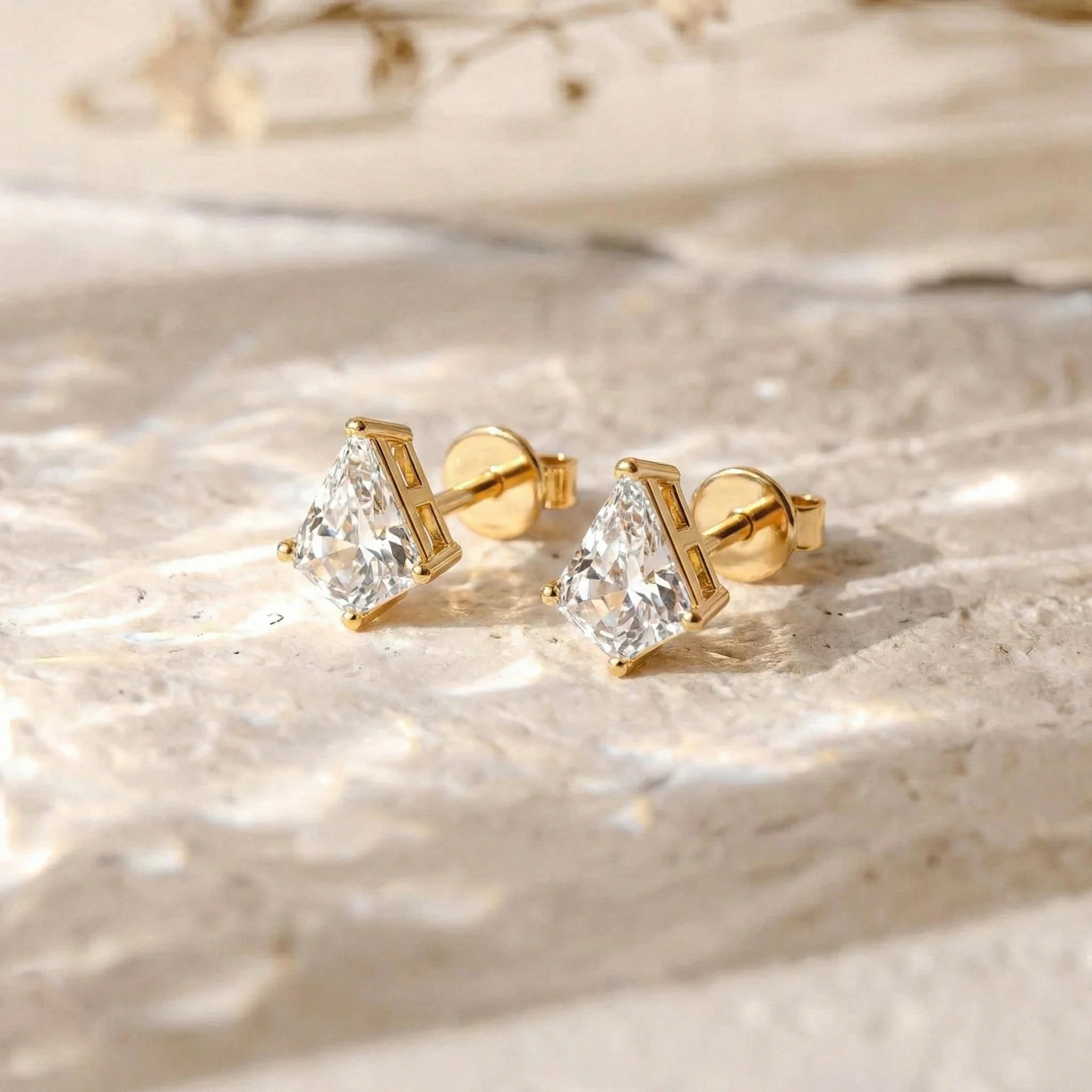 Simulated Diamond Kite Stud Earrings in 925 Sterling Silver 7x5 MM 1.50ct - Image 8