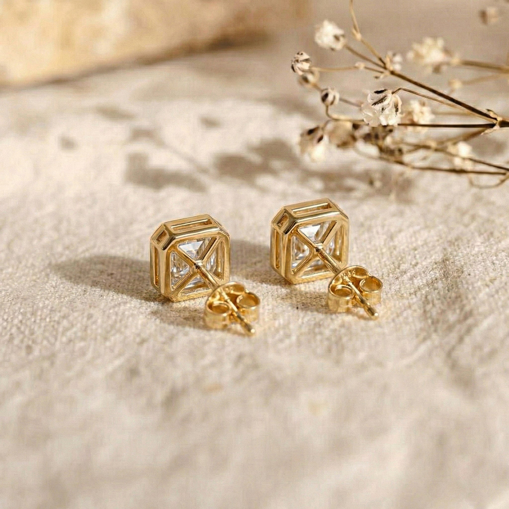 Simulated Diamond Octagon Stud Earring in 925 Sterling Silver 6MM 2ct. - Image 9