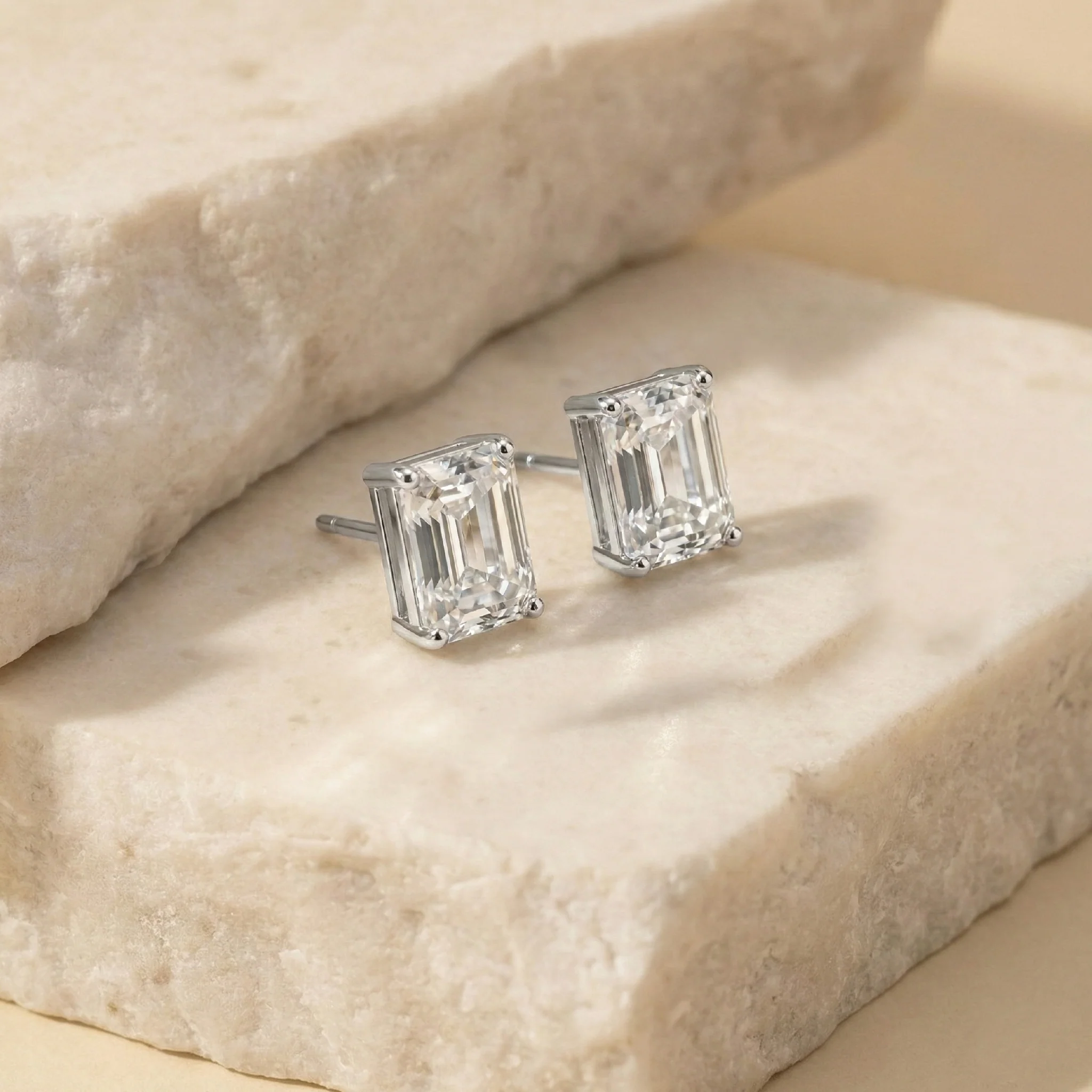 Simulated Diamond Octagon Stud Earrings in 925 Sterling Silver 5.35ct - Image 3