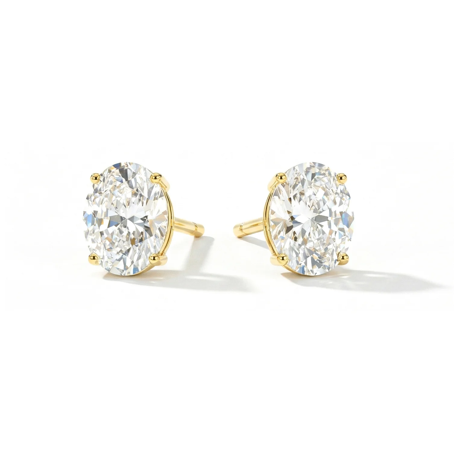 Simulated Diamond Oval Solitaire Stud Earrings in 925 Sterling Silver 5.35ct - Image 2