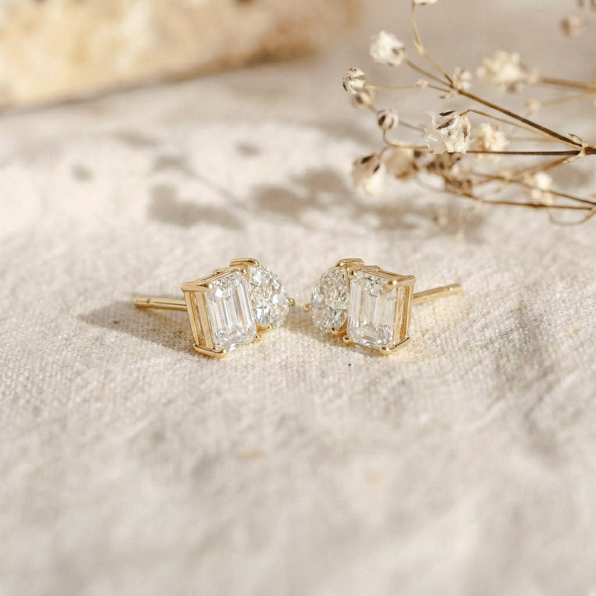 Simulated Diamond Pear and Octagon Stud Earrings in 925 Sterling Silver 6*4MM 2ct - Image 9
