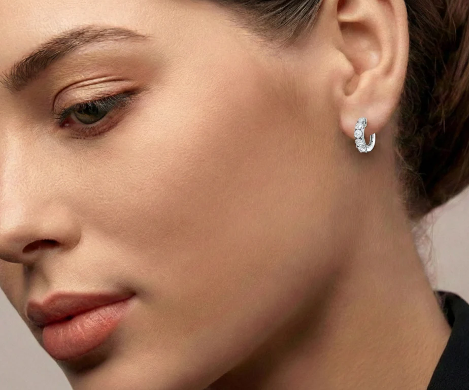 Simulated Diamond Round Hoop Earrings in 925 Sterling Silver 3MM 3ct - Image 5