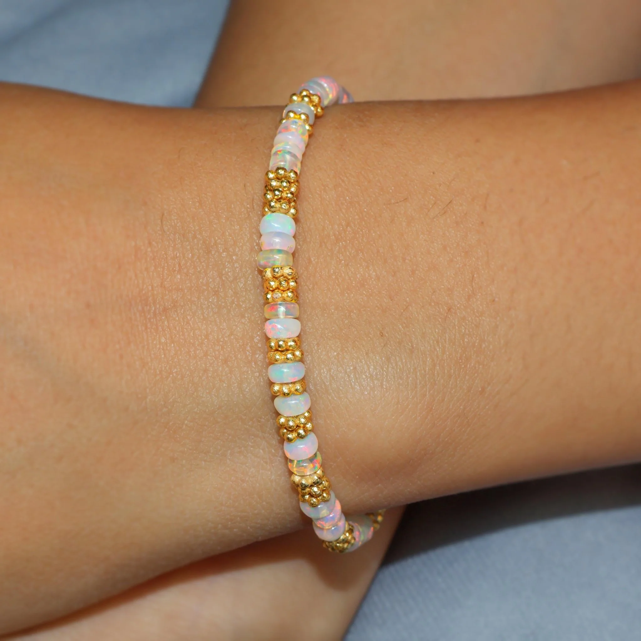 Smooth Rondell opal beaded bracelet for women - Image 4