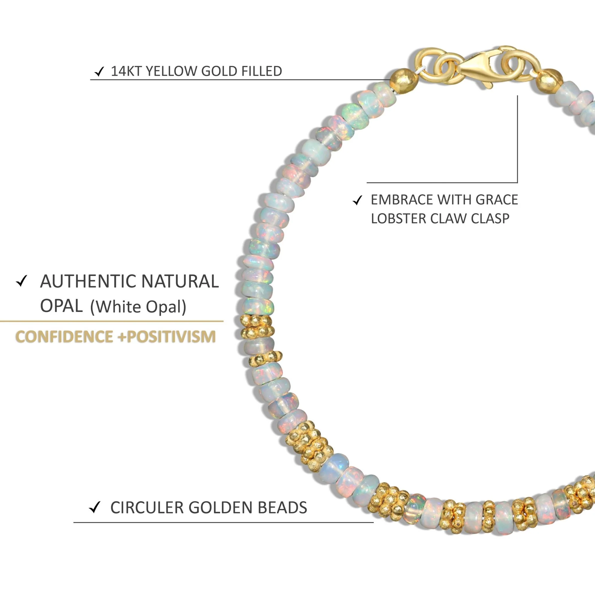Smooth Rondell opal beaded bracelet for women - Image 9