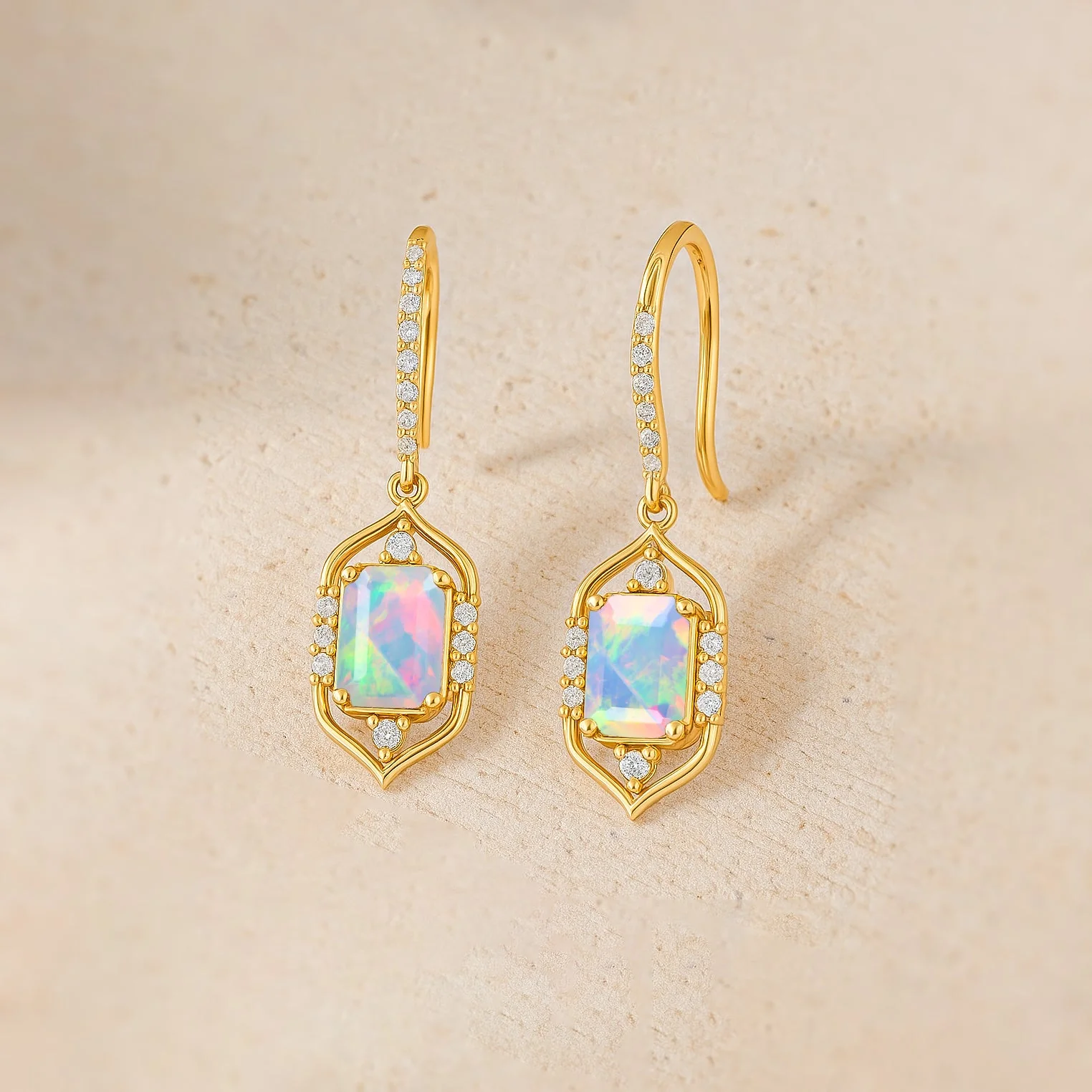 Sterling Silver White Opal Drop Earrings - Image 5