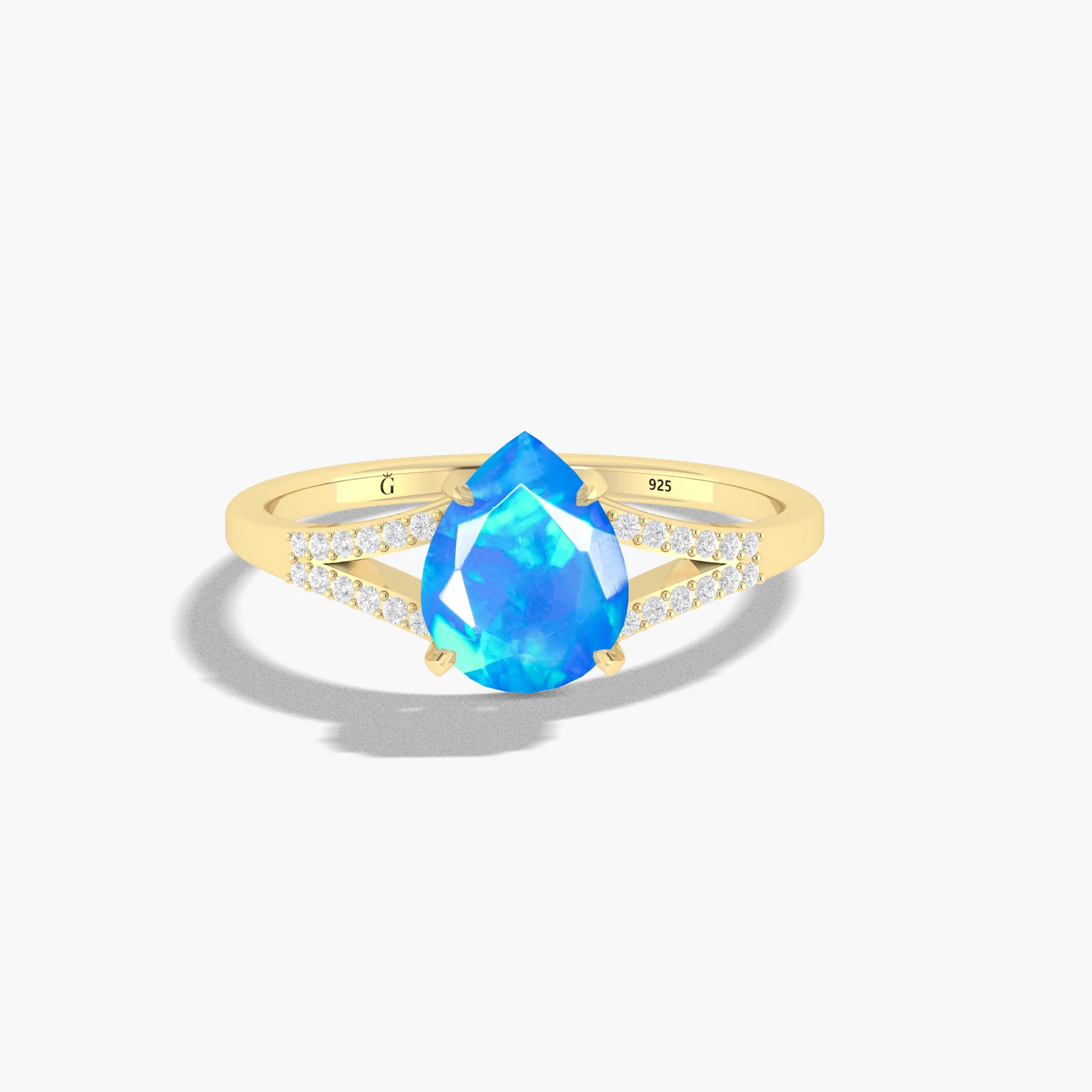 Natural Black fire Pear opal Wedding and Engagement ring - Image 15