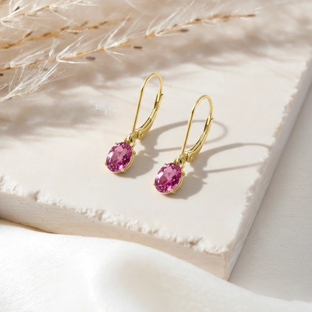 Tourmaline Oval Dangle Earring in 925 Sterling Silver 8X6 MM 2.4ct - Image 10