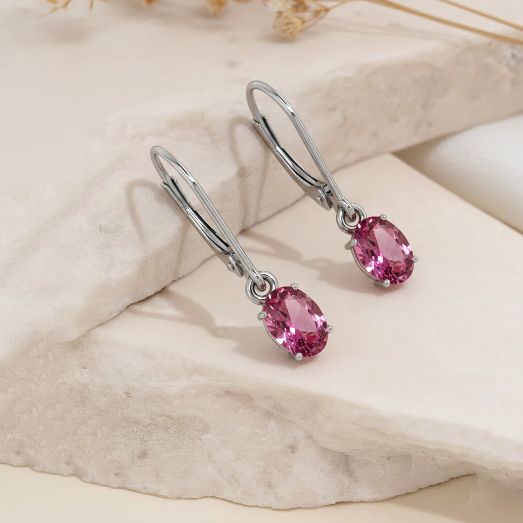 Tourmaline Oval Dangle Earring in 925 Sterling Silver 8X6 MM 2.4ct - Image 3