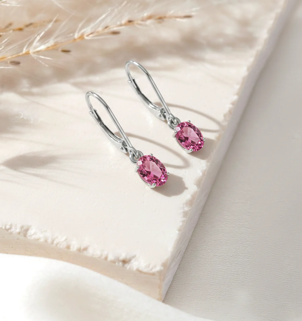 Tourmaline Oval Dangle Earring in 925 Sterling Silver 8X6 MM 2.4ct - Image 4