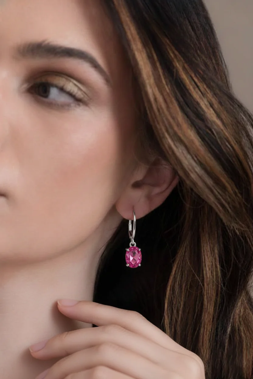 Tourmaline Oval Dangle Earring in 925 Sterling Silver 8X6 MM 2.4ct - Image 7