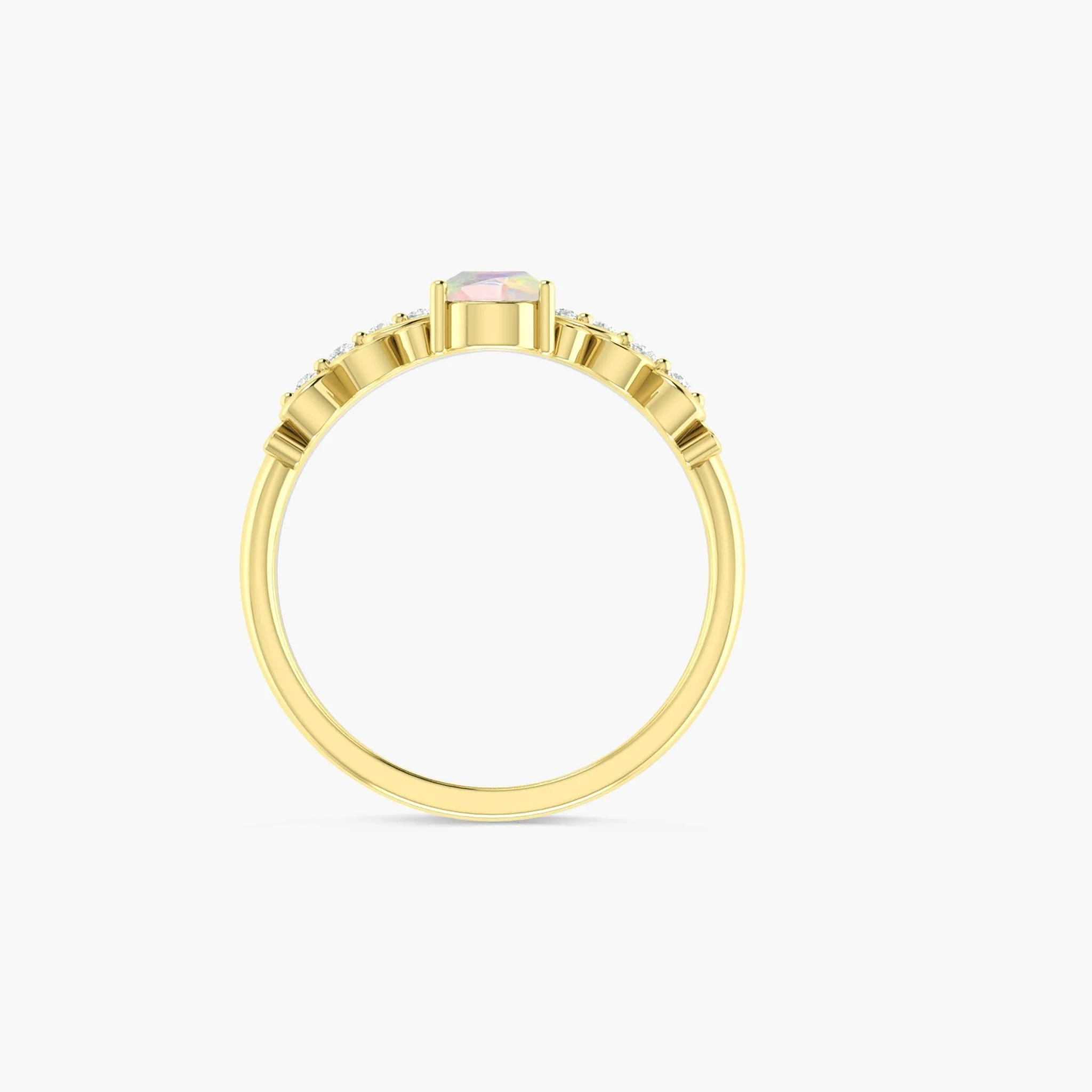 White Ethiopian Opal Gemstone Crown Style Ring - Image 3