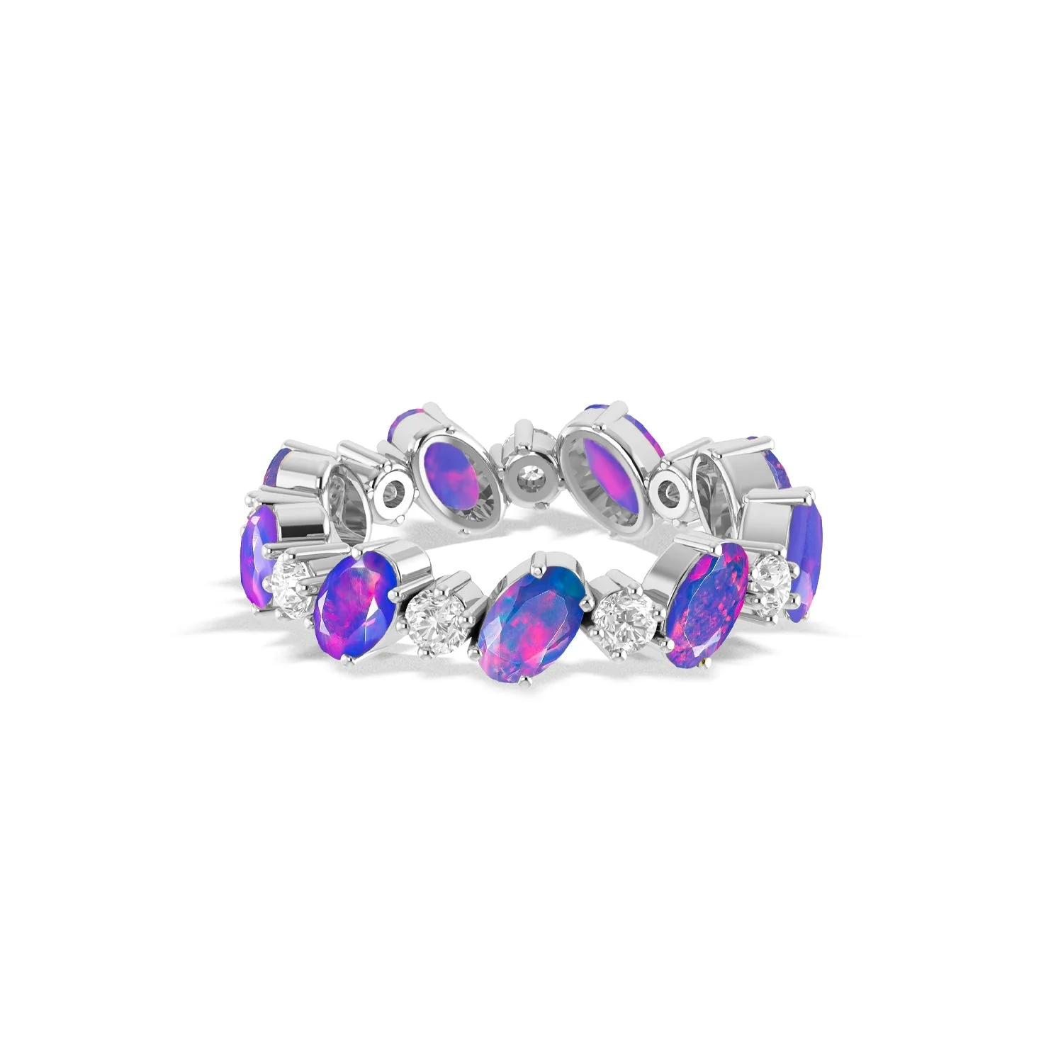 White Fire Oval Faceted Opal Ring for Women - Image 8