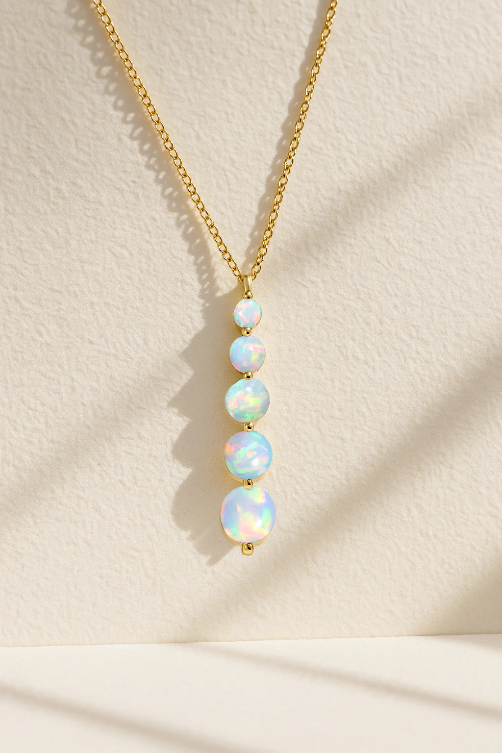 White Opal 5 Stone Bar Pendant Necklace in 925 Sterling Silver 3.05ct - Image 2