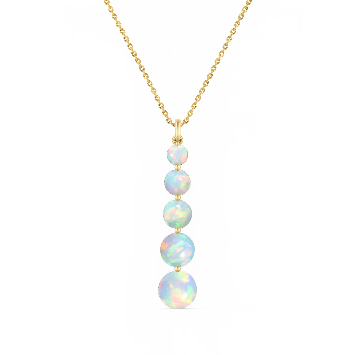 White Opal 5 Stone Bar Pendant Necklace in 925 Sterling Silver 3.05ct - Image 7