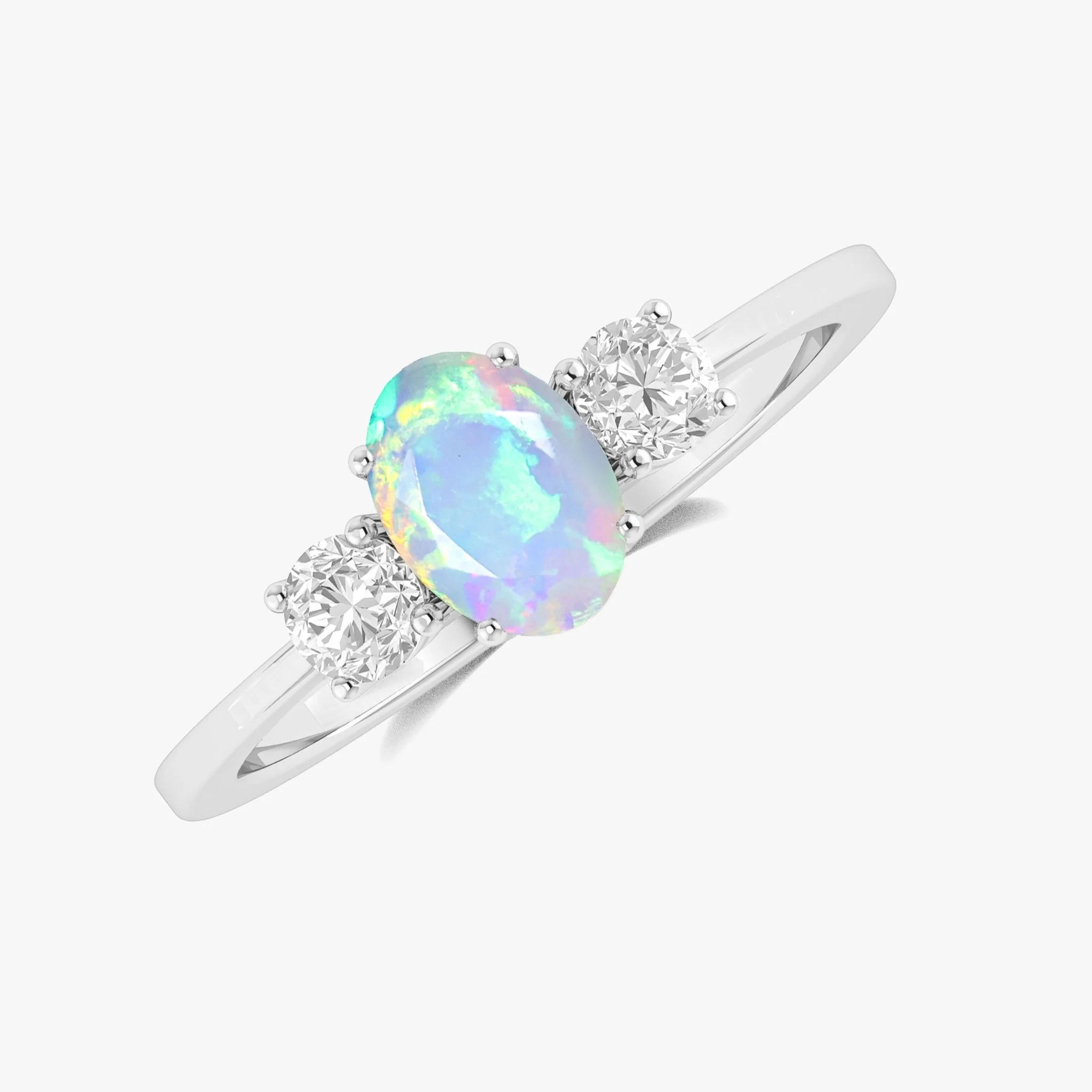 White Opal and Zircon Engagement Ring - Elegance and Mystery - Image 5