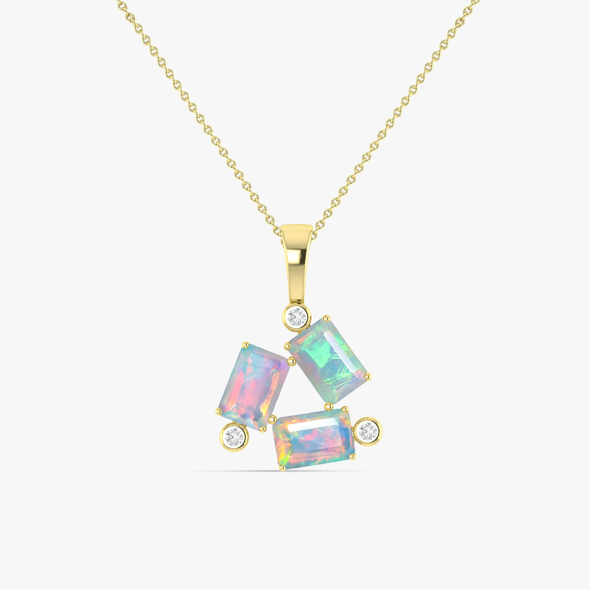 White Opal Baguette Gemstone Charm Pendant