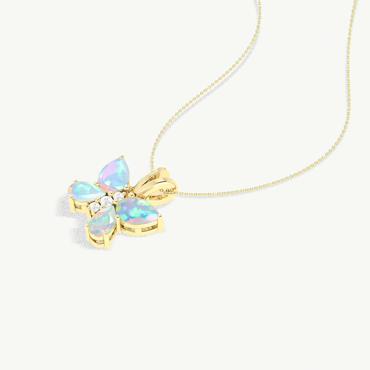 White Opal Butterfly Pendant Necklace in 925 Sterling Silver 1.3ct - Image 4