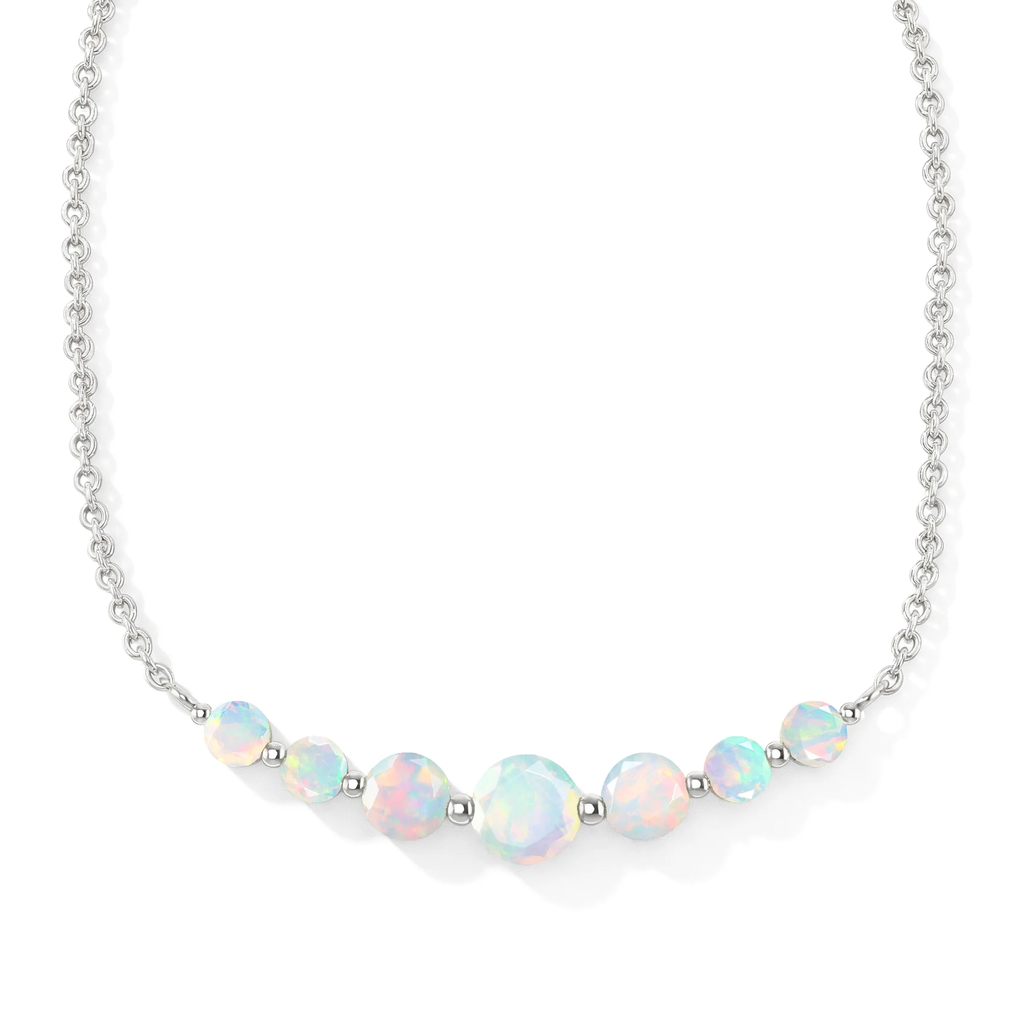 White Opal Curved Bar Necklace in 925 Sterling Silver 2.55ct