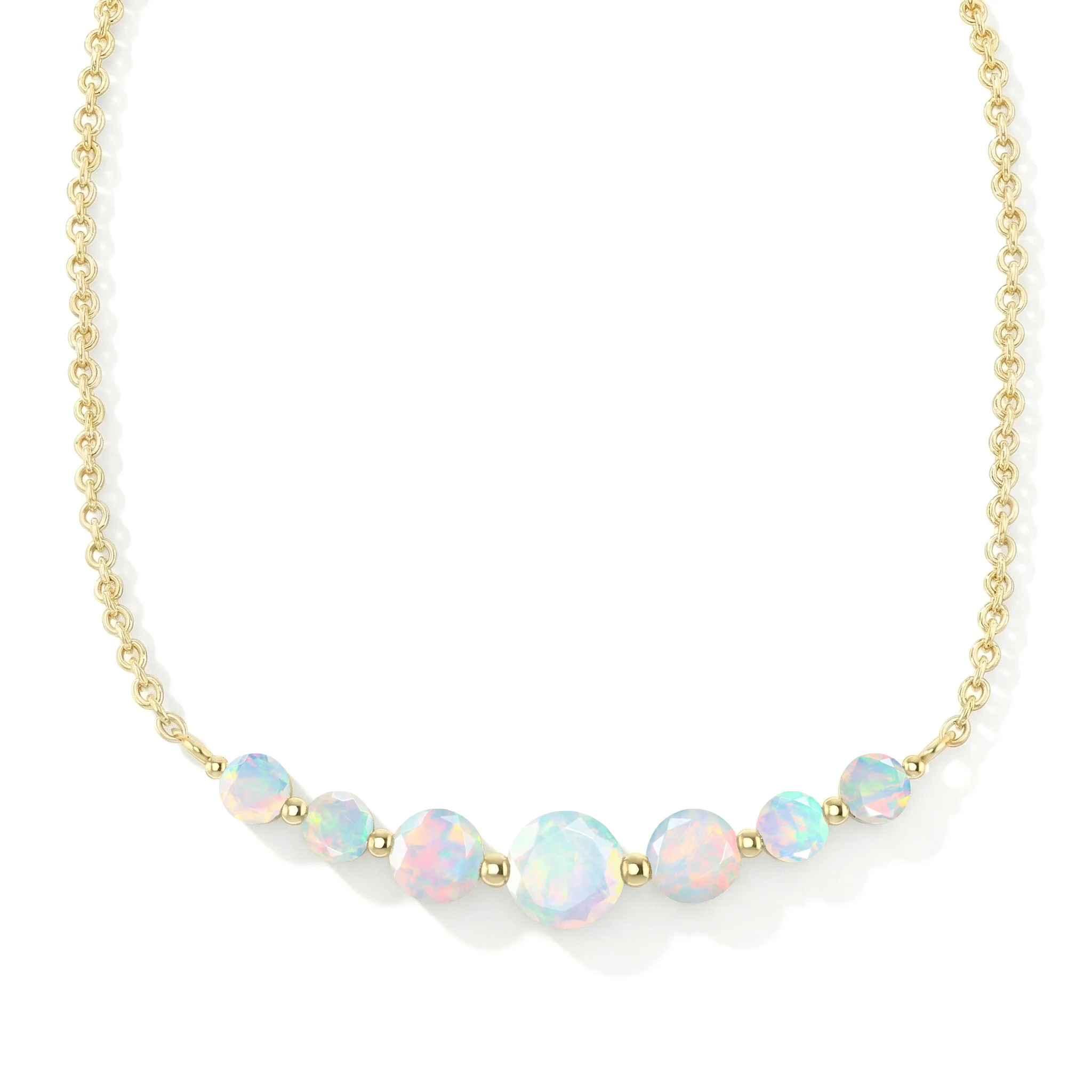 White Opal Curved Bar Necklace in 925 Sterling Silver 2.55ct - Image 2